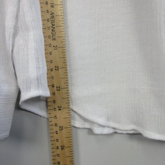 Club Monaco Button Down Blouse Women XS White Sheer Pockets Textured Casual 154 - Picture 6 of 8
